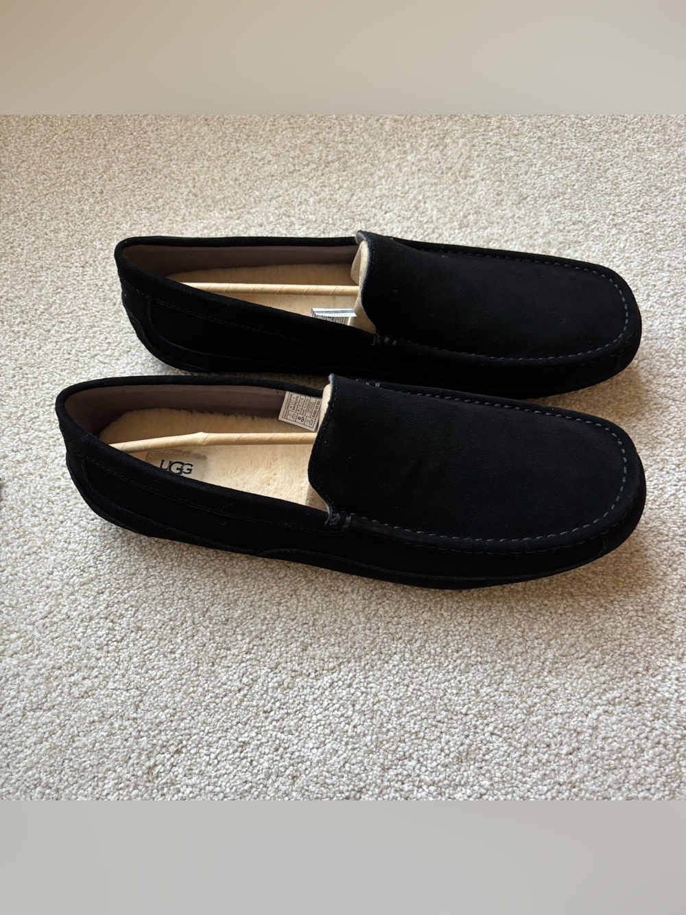 Ugg Men's Alder Faux Shearling Lined Suede Slippers NIB Size 18 Black